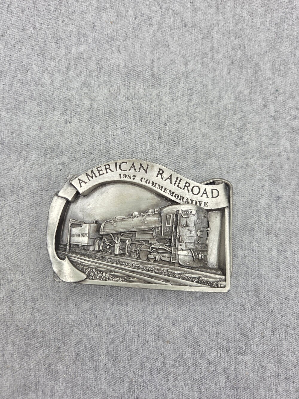 Vintage 1987 American Railroad Southern Pacific Train Belt Buckle Arroyo Grande